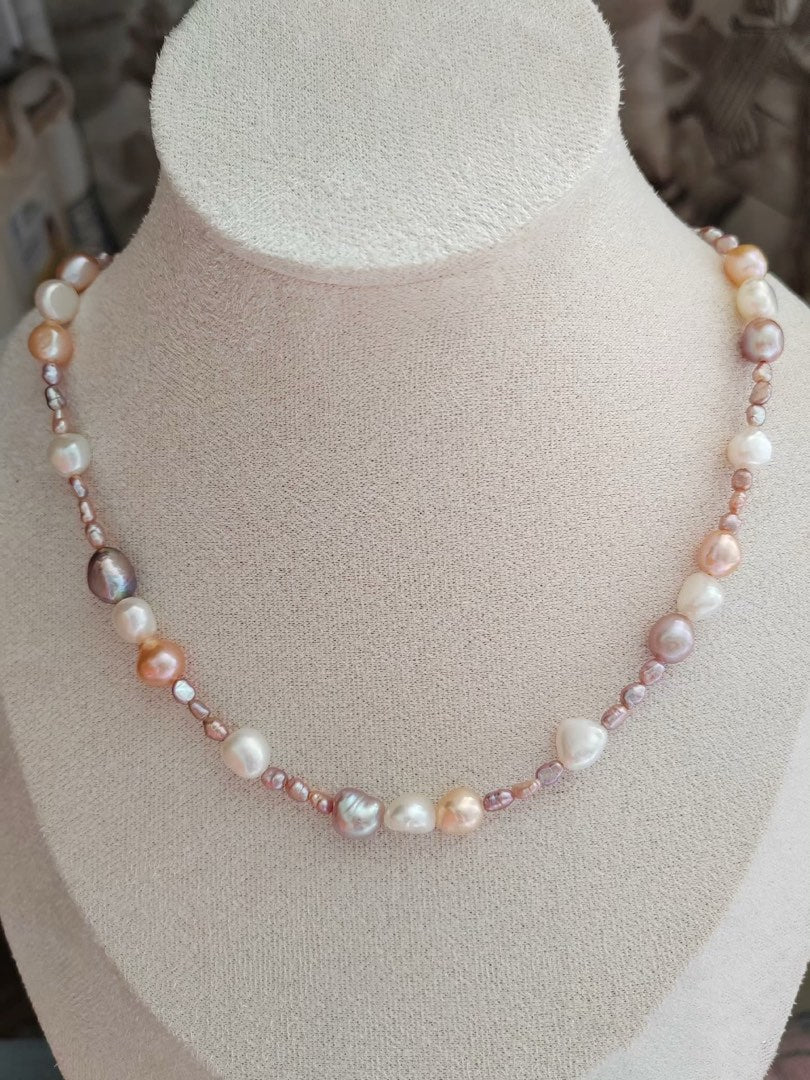 #PN338 Timeless Stones| Freshwater Pearl Necklace | Baroque Pearl | Mixed Sizes | Lustrous | Baby Pearl