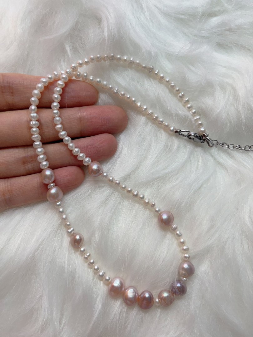 #PN337 Minimum | Freshwater Pearl Necklace | Colourful Baroque Pearl | Baby White Pearl
