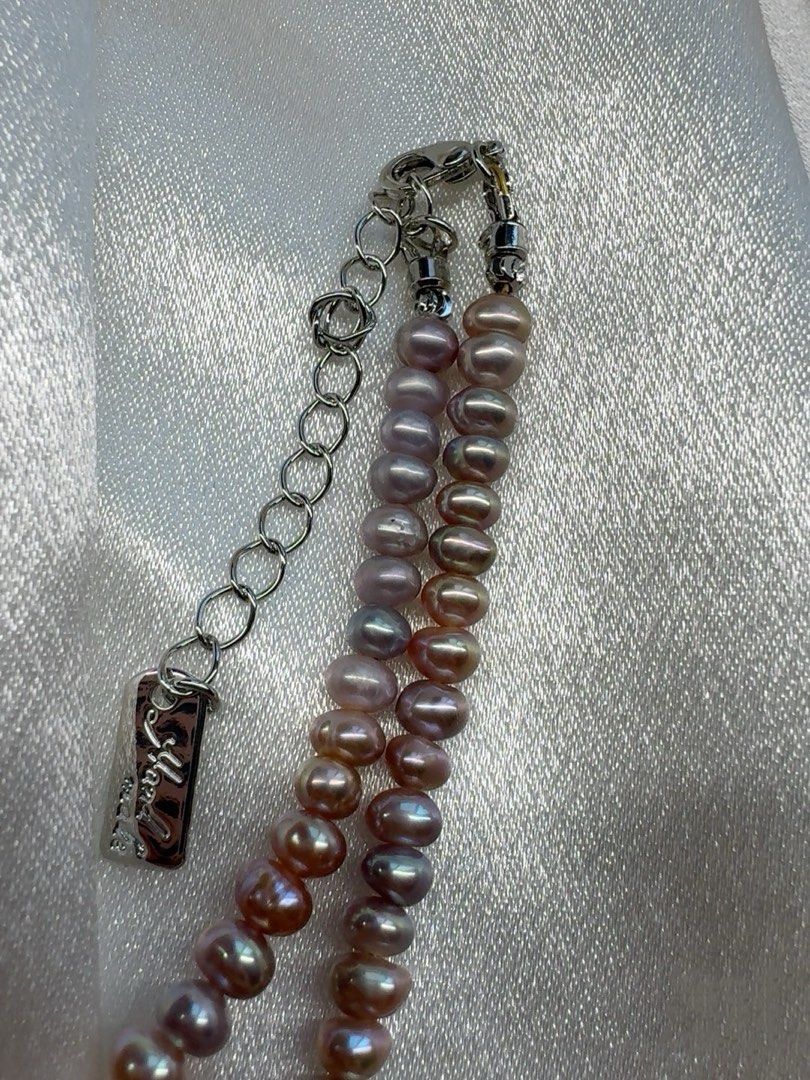 #PN48 Metallic Silver| Freshwater Pearl Necklace | Baby Baroque Pearl | Lustrous Purple |High Quality | Rare