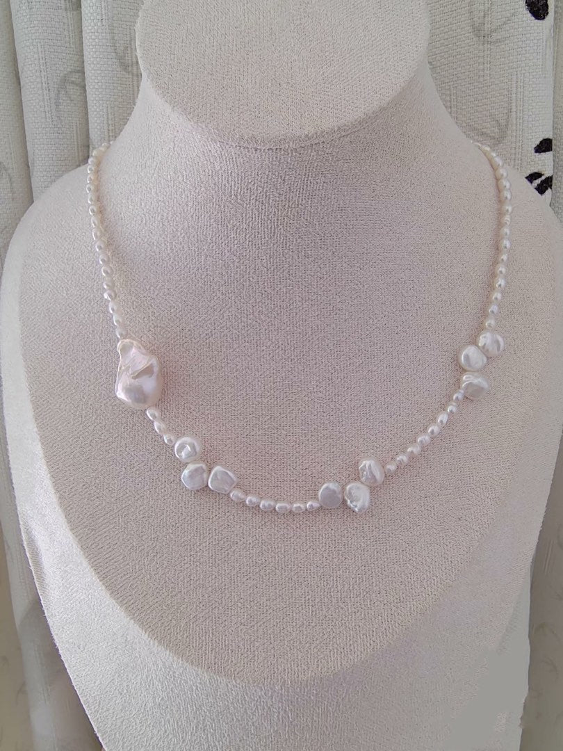 #PN346 Jungle Elements | Freshwater Pearl Necklace | Petal Baroque | Baby Pearl | Baroque Pearl | Natural Flaw