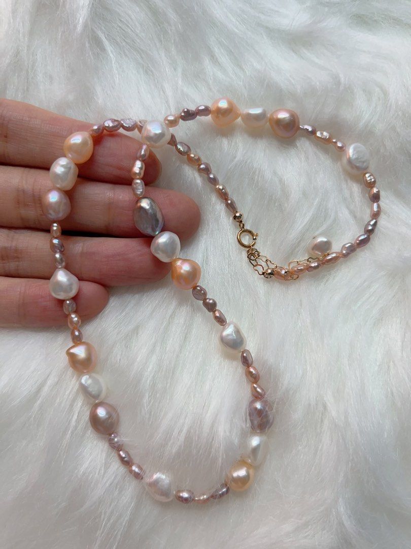 #PN338 Timeless Stones| Freshwater Pearl Necklace | Baroque Pearl | Mixed Sizes | Lustrous | Baby Pearl