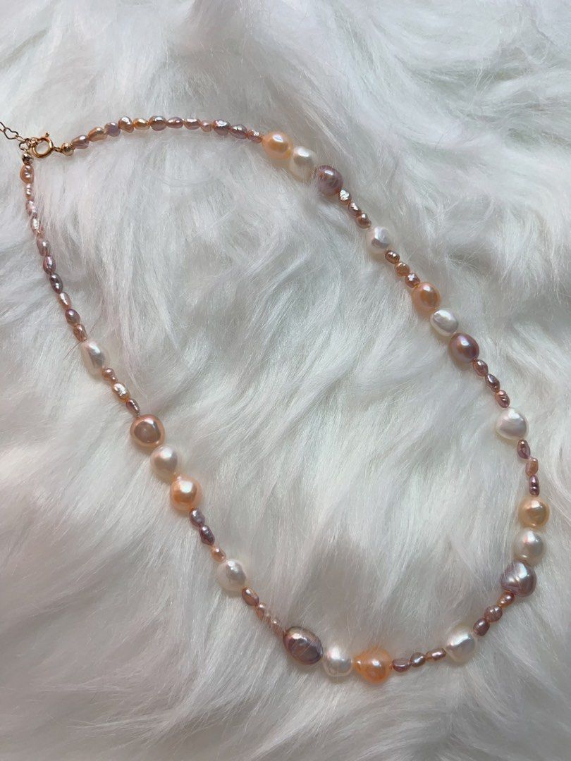 #PN338 Timeless Stones| Freshwater Pearl Necklace | Baroque Pearl | Mixed Sizes | Lustrous | Baby Pearl