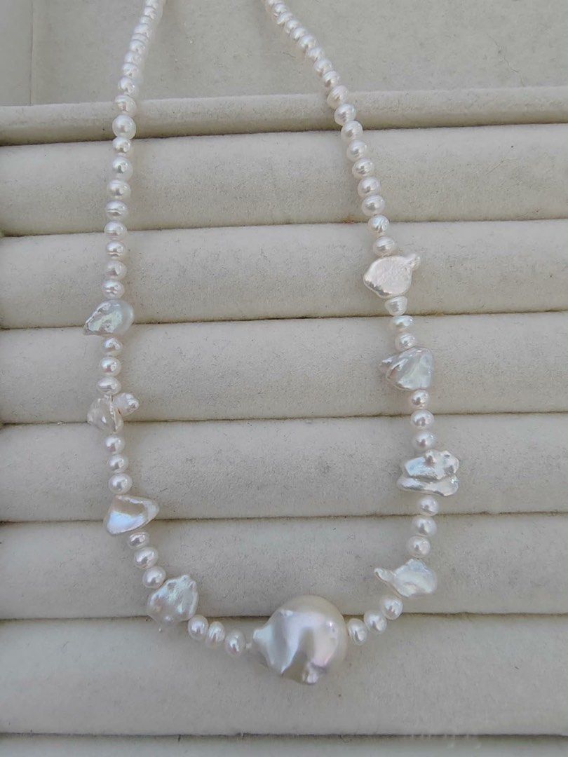 #PN294 Milky Way | Freshwater Pearl Necklace | Baby Baroque Pearl | Big Baroque | Tooth Shaped Pearl