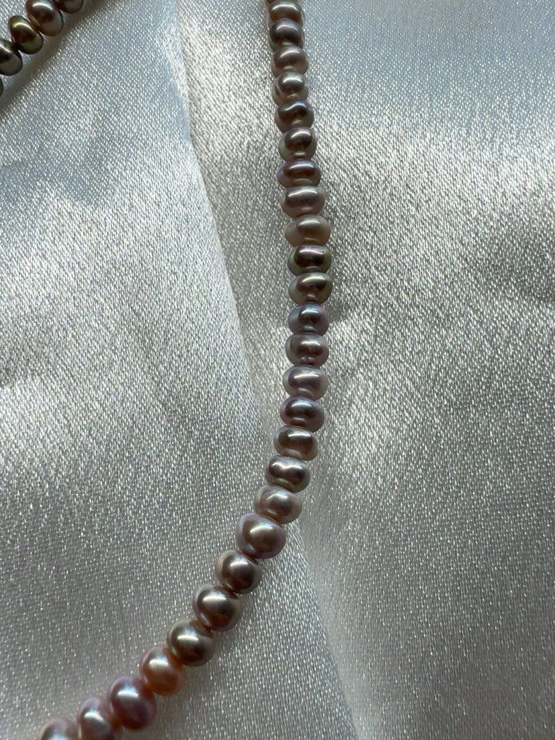 #PN48 Metallic Silver| Freshwater Pearl Necklace | Baby Baroque Pearl | Lustrous Purple |High Quality | Rare
