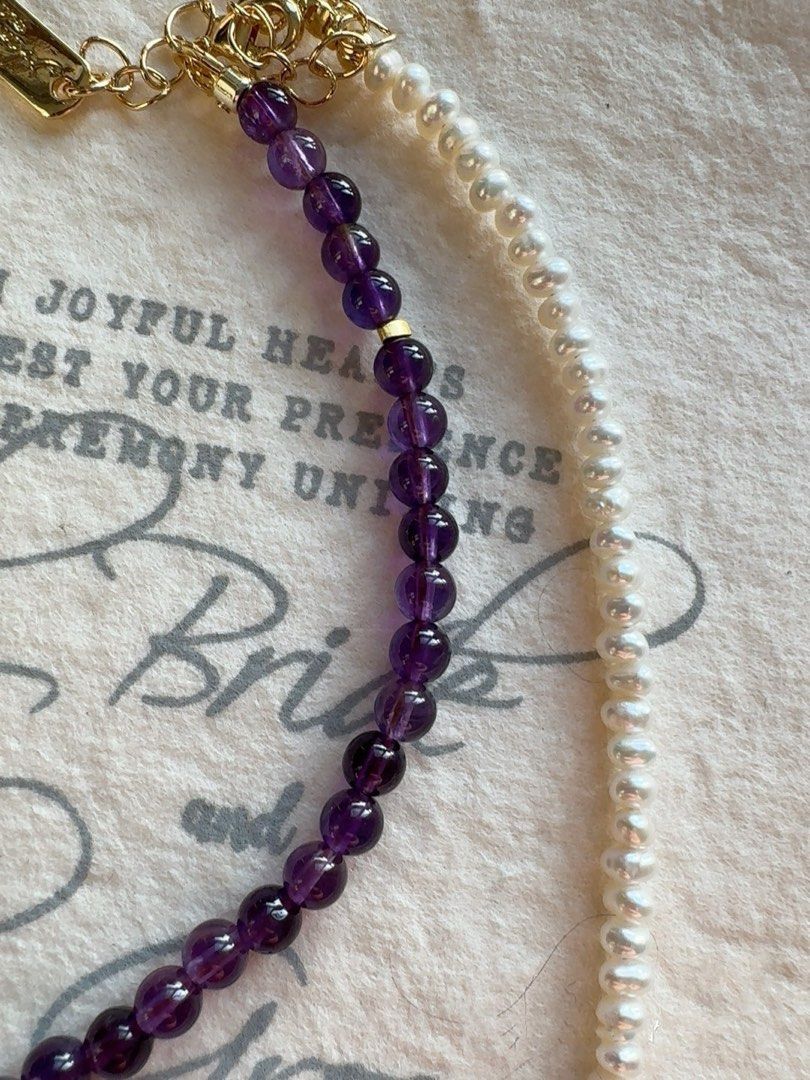 #PN14 Baby Purple |Freshwater Pearl Necklace | Amethyst |Baby Baroque Pearl |Lustrous| Gradient Colour