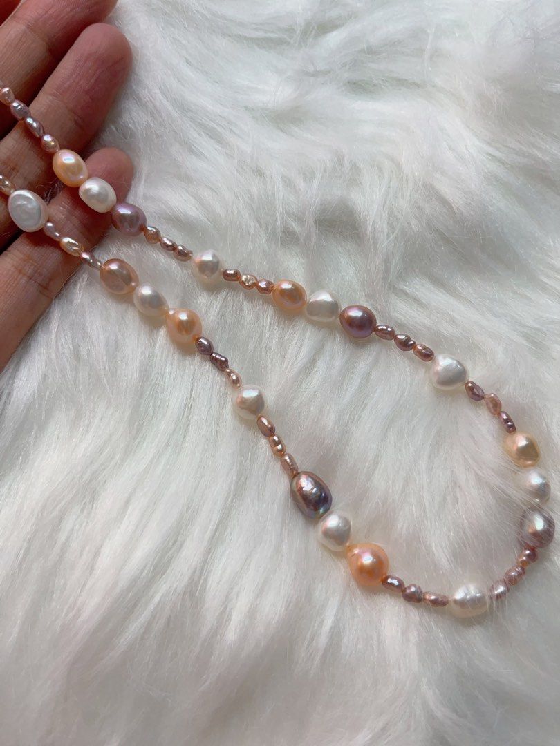 #PN338 Timeless Stones| Freshwater Pearl Necklace | Baroque Pearl | Mixed Sizes | Lustrous | Baby Pearl