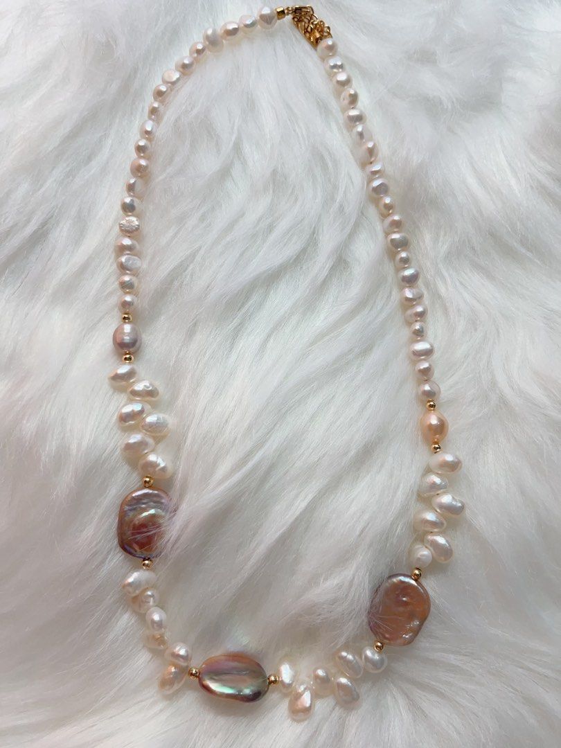 #PN339 Pearl Garden | Freshwater Pearl Necklace | Wheats Ear| Rectangle Baroque Pearl | Lustrous