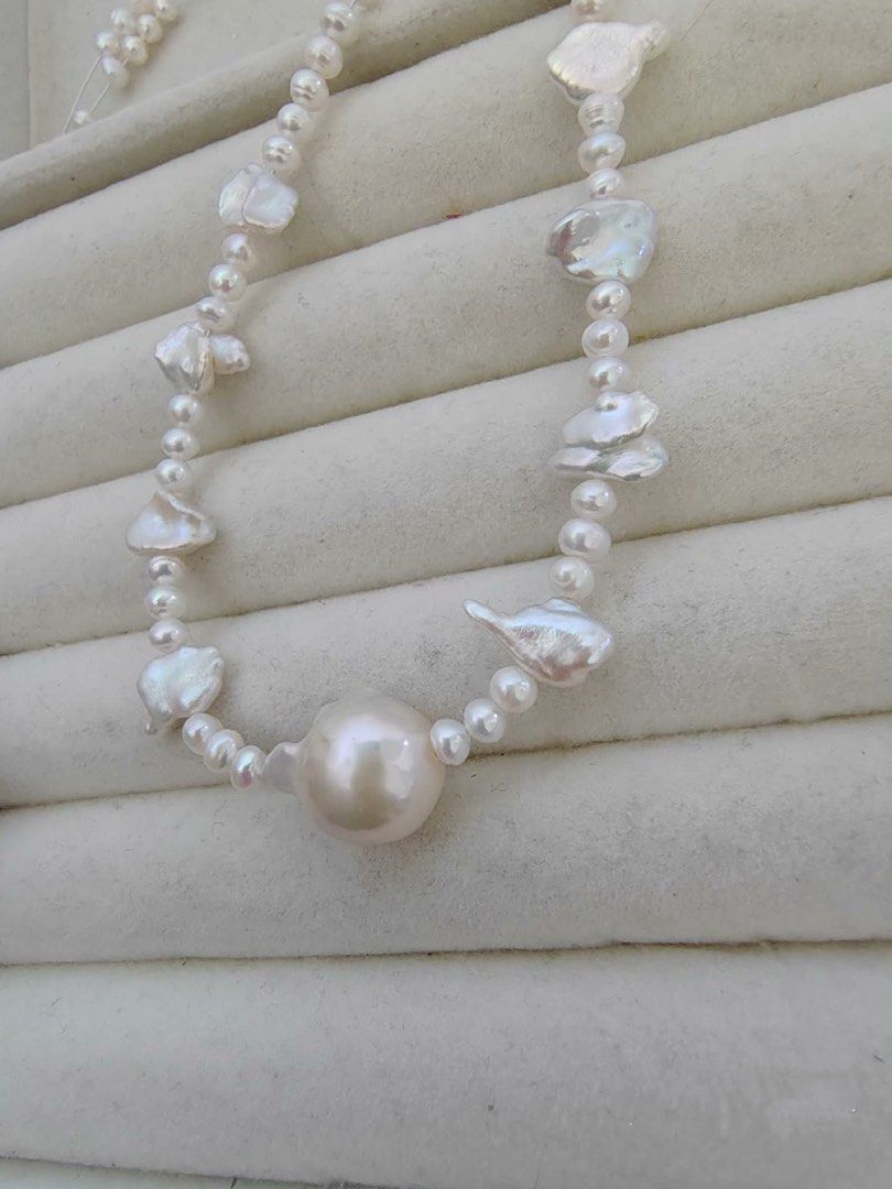 #PN294 Milky Way | Freshwater Pearl Necklace | Baby Baroque Pearl | Big Baroque | Tooth Shaped Pearl