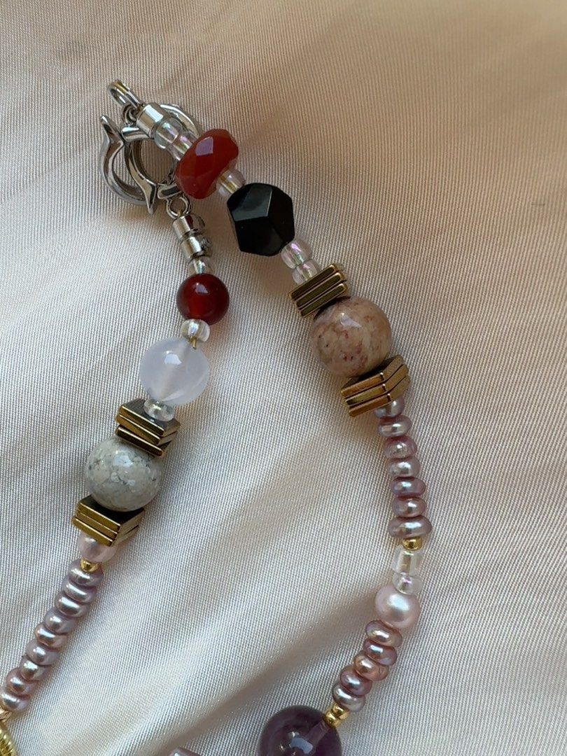 #PN422 Purple Heart |Freshwater Pearl Necklace |Purple Quartz |Yellow Quartz |Lustrous Baby Pearl|Natural Stones