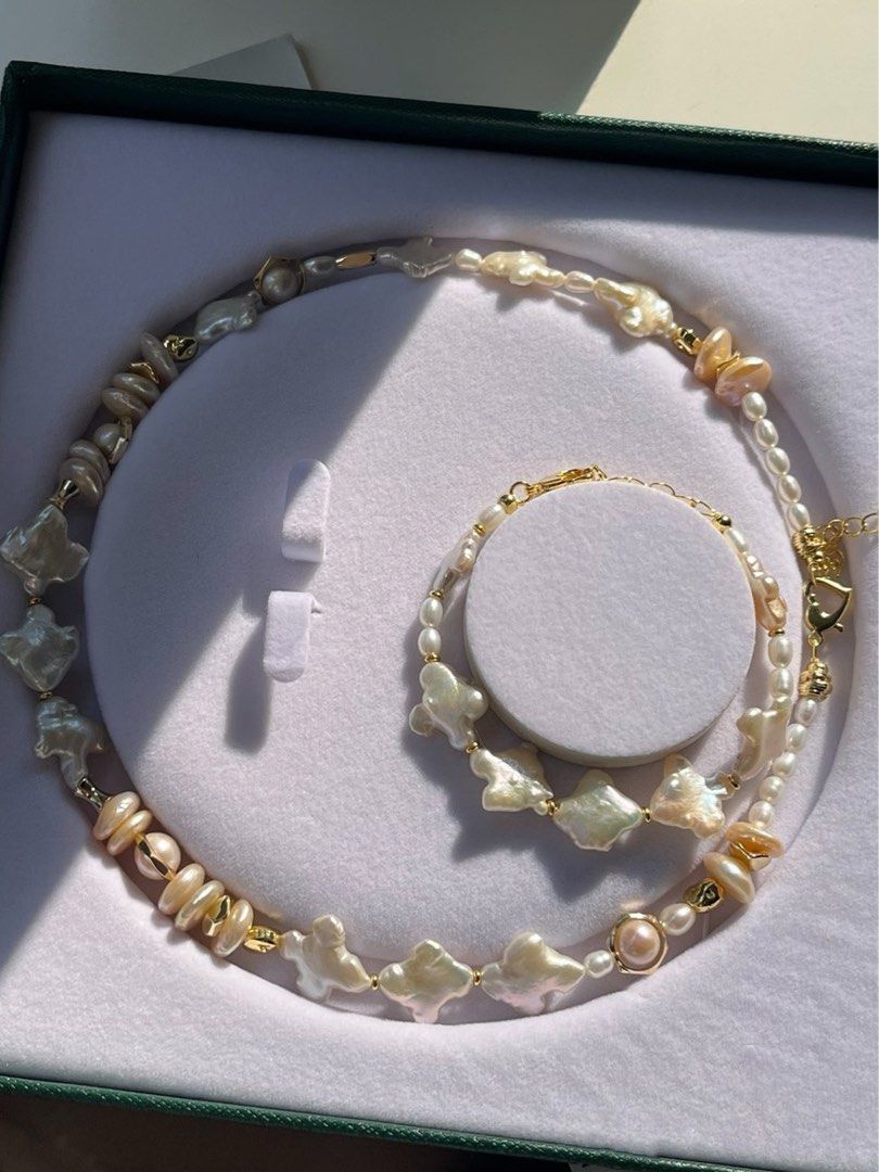 #PN74 Star & Moons| Freshwater Pearl Necklace & Bracelet Set | Coin Pearls| Rice Pearl |Baroque Pearl |Mixed Shapes