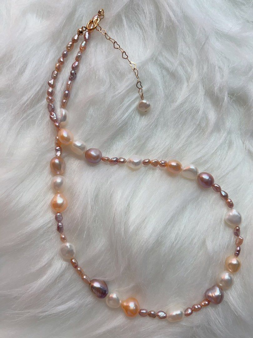#PN338 Timeless Stones| Freshwater Pearl Necklace | Baroque Pearl | Mixed Sizes | Lustrous | Baby Pearl