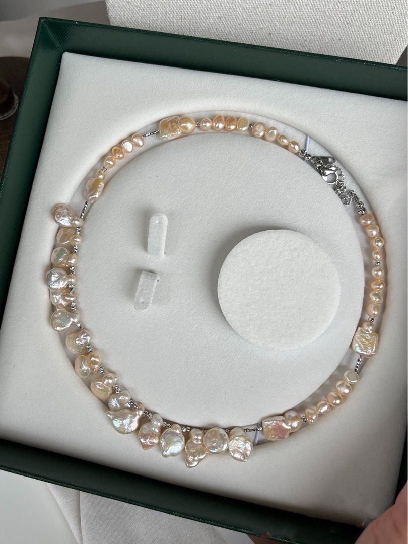 #PN410 Champagne Party | Freshwater Pearl Necklace | Irregular Coin Pearl | Lustrous | Baroque | Elegant