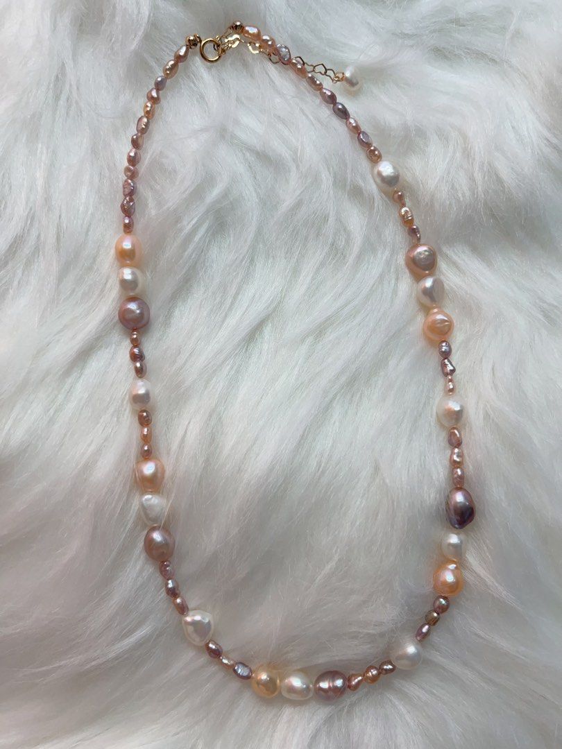 #PN338 Timeless Stones| Freshwater Pearl Necklace | Baroque Pearl | Mixed Sizes | Lustrous | Baby Pearl