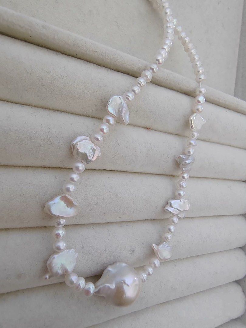 #PN294 Milky Way | Freshwater Pearl Necklace | Baby Baroque Pearl | Big Baroque | Tooth Shaped Pearl