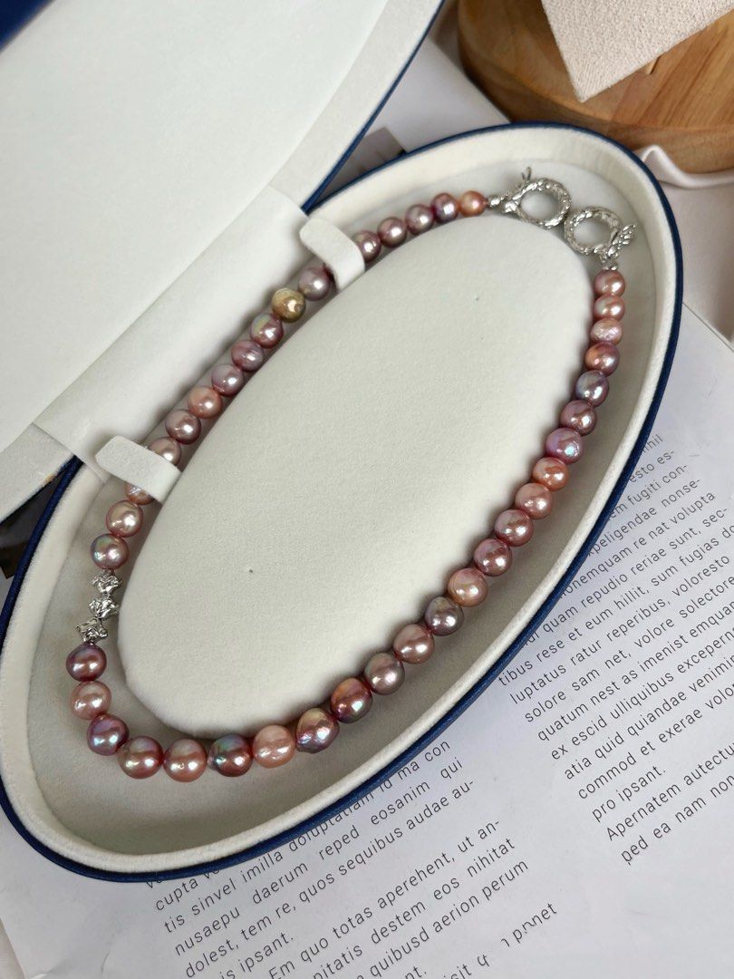 #PN375 Oil Painting |Freshwater Pearl Necklace |Wrinkled Pearls|Dark Purple|Slight Irregular Shapes|Supreme Lustre|Natural Flaws|Rare|Deep Candy Shades