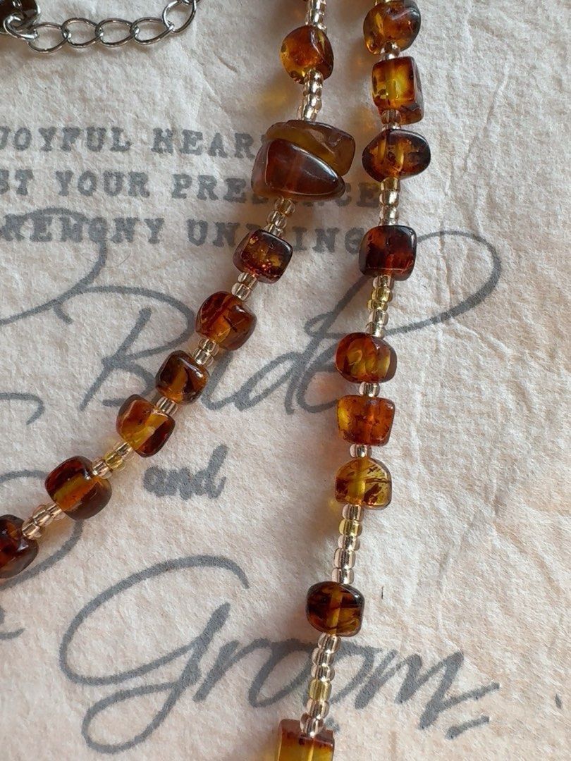 #PN271 Amber Cubes| Freshwater Pearl Necklace | Wrinkled Baroque Pearl |Light Weight