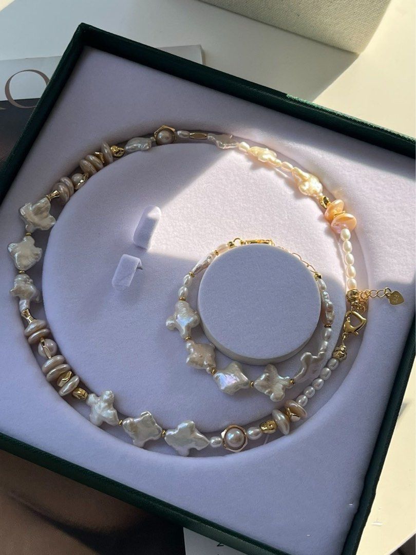 #PN74 Star & Moons| Freshwater Pearl Necklace & Bracelet Set | Coin Pearls| Rice Pearl |Baroque Pearl |Mixed Shapes