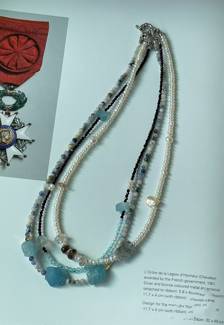 #PN34 Charmed Combinations |Freshwater Pearl Necklace |Multi-layer|Aquamarine |Black Spinel|Sodalite|Elegant