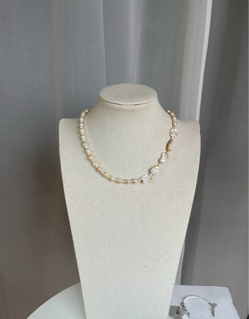 #PN273 Light Gold|Freshwater Pearl Necklace | Lustrous |Baroque Pearls| Baby Pearl
