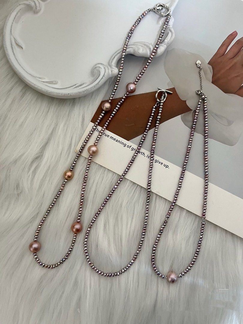 #PN25 Metallic Stars| Freshwater Pearl Necklace |Baby Lustrous Baroque Pearl |Mirror-lustre Edison Pearl |Rare