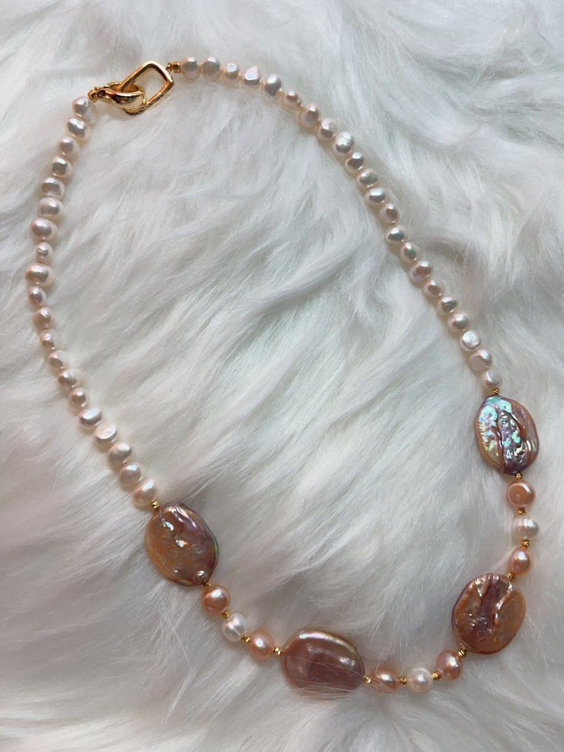 #PN286 Beach & Waves| Freshwater Pearl Necklace | Big Purple Oval Baroque Pearl | Excellent Lustre