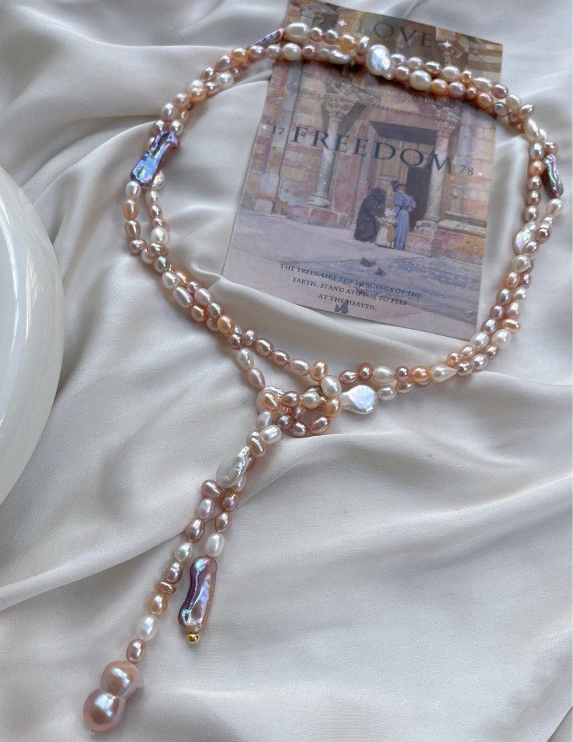 #PN09 Ultra Long|Freshwater Pearl Necklace |Long Sweater Necklace |Multiple Wearing |Mixed Shapes & Colours|Butterfly Clasp|Flexible Length