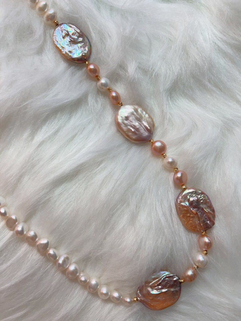 #PN286 Beach & Waves| Freshwater Pearl Necklace | Big Purple Oval Baroque Pearl | Excellent Lustre