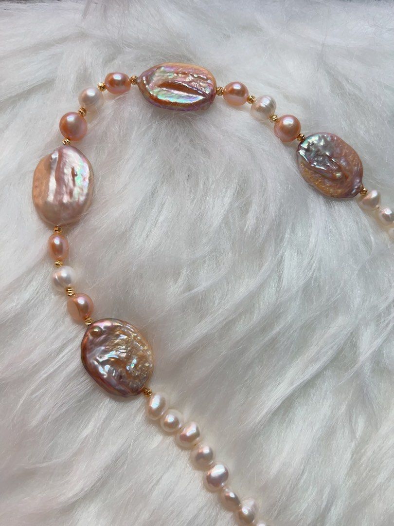 #PN286 Beach & Waves| Freshwater Pearl Necklace | Big Purple Oval Baroque Pearl | Excellent Lustre