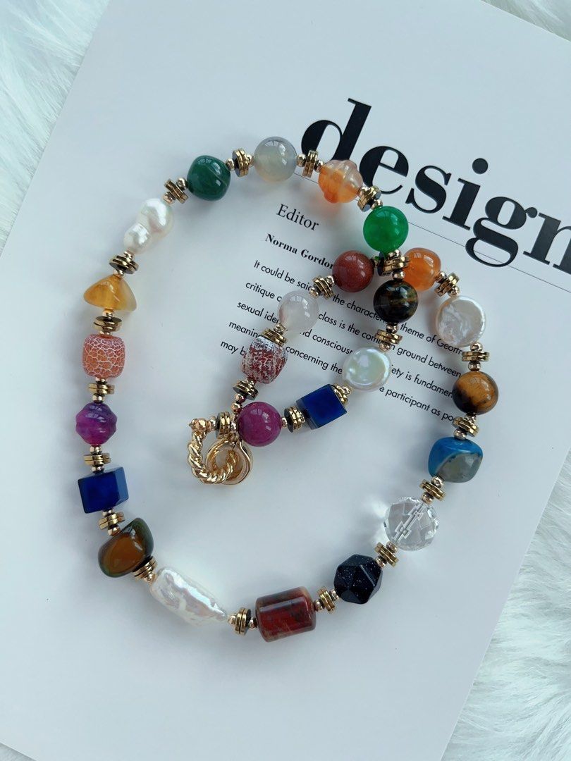 #PN277 Fresh Air| Freshwater Pearl Necklace | Agate| Blue Sandstone | Coin, Rectangular Pearl| Clear Quartz | Gourd Pearl