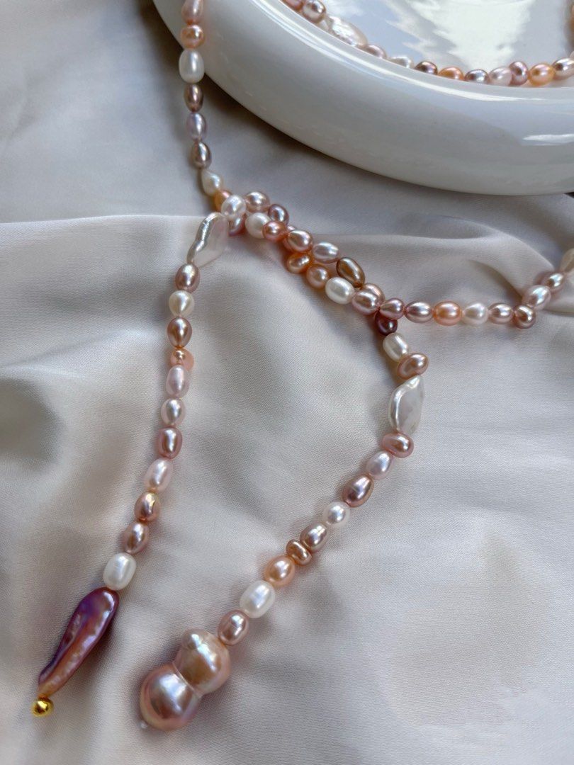 #PN09 Ultra Long|Freshwater Pearl Necklace |Long Sweater Necklace |Multiple Wearing |Mixed Shapes & Colours|Butterfly Clasp|Flexible Length