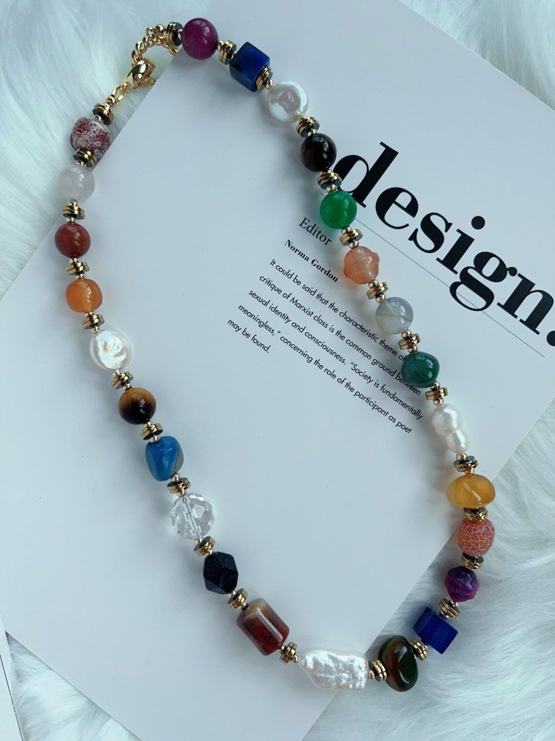#PN277 Fresh Air| Freshwater Pearl Necklace | Agate| Blue Sandstone | Coin, Rectangular Pearl| Clear Quartz | Gourd Pearl