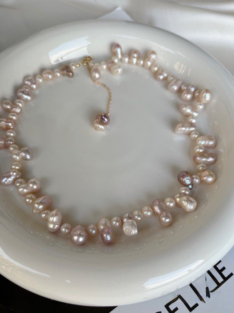#PN42 Cute Gourd|Freshwater Pearl Necklace |Baroque Irregular Gourd Shaped Pearls|Adjustable Length