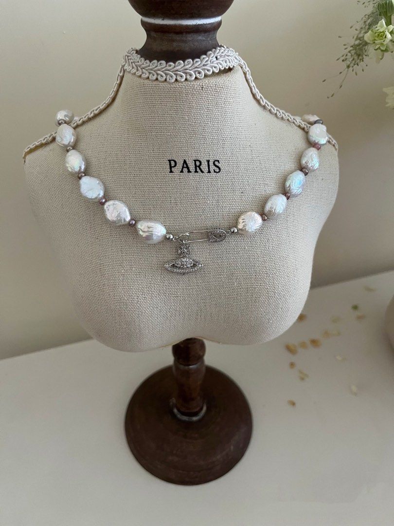 #PN254 White Diamond | Freshwater Pearl Necklace & Bracelet Set | Pin |Water-drop, Coin Pearl | Lustrous