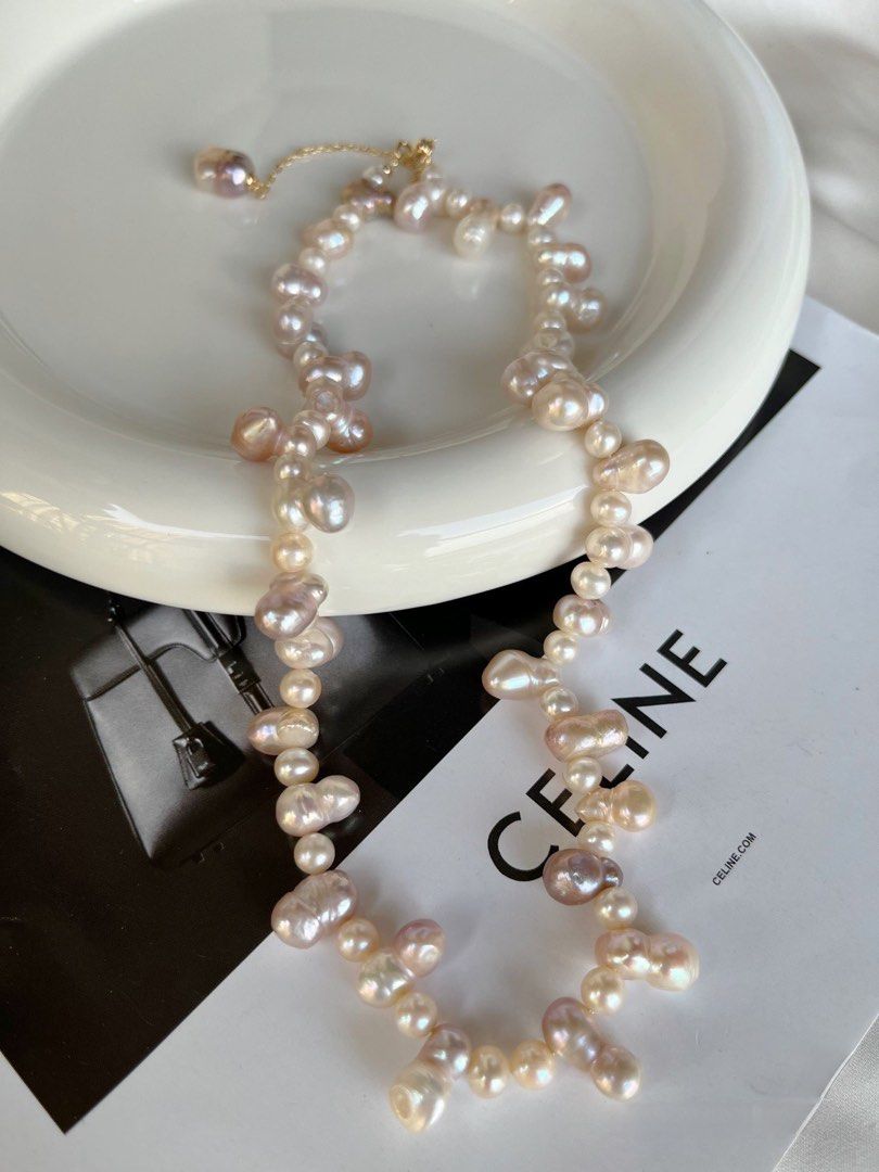 #PN42 Cute Gourd|Freshwater Pearl Necklace |Baroque Irregular Gourd Shaped Pearls|Adjustable Length