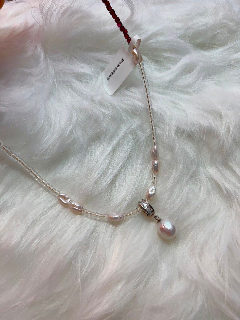 #PN278 Dark Red | Freshwater Pearl Necklace | Garnet Cubes| Import Beads| Keshi Baroque | Removable Pendant Pearl