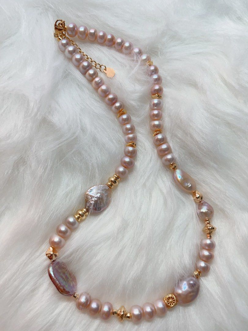 #PN288 Gorgeous Purple | Freshwater Pearl Necklace | Oval Shaped Pearl | Irregular Baroque | Bun Shaped Fatty Pearl | Good Lustre