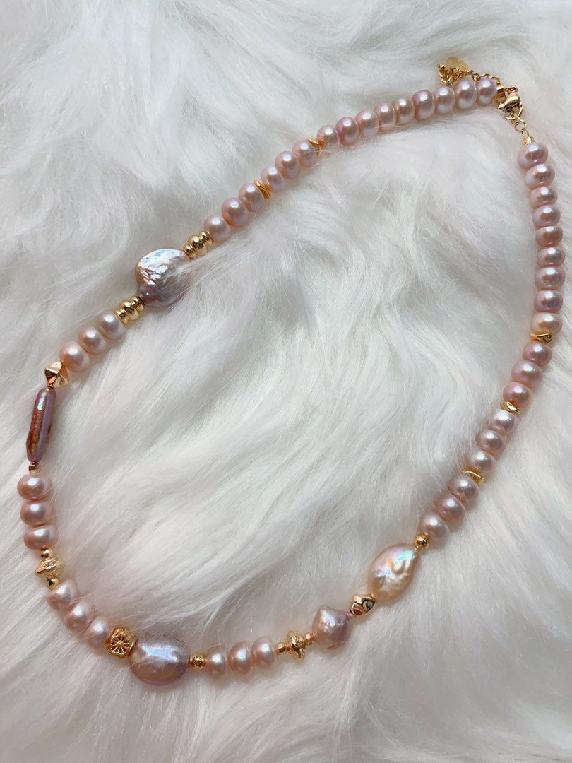 #PN288 Gorgeous Purple | Freshwater Pearl Necklace | Oval Shaped Pearl | Irregular Baroque | Bun Shaped Fatty Pearl | Good Lustre