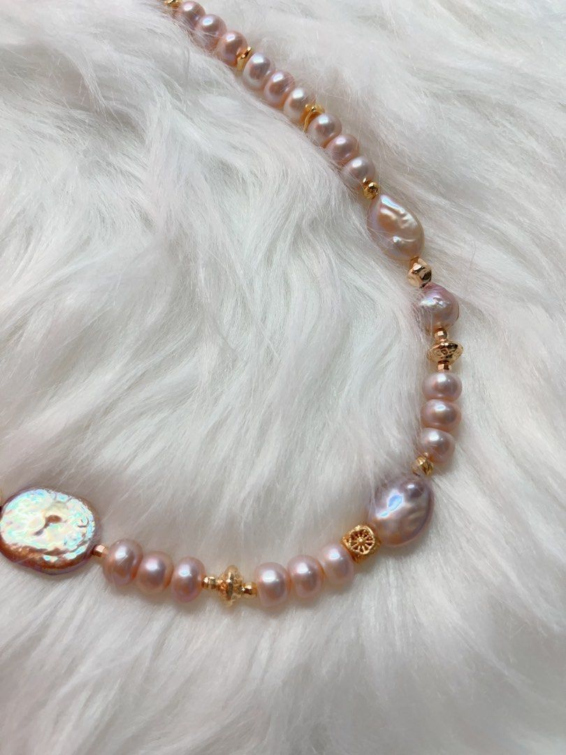 #PN288 Gorgeous Purple | Freshwater Pearl Necklace | Oval Shaped Pearl | Irregular Baroque | Bun Shaped Fatty Pearl | Good Lustre