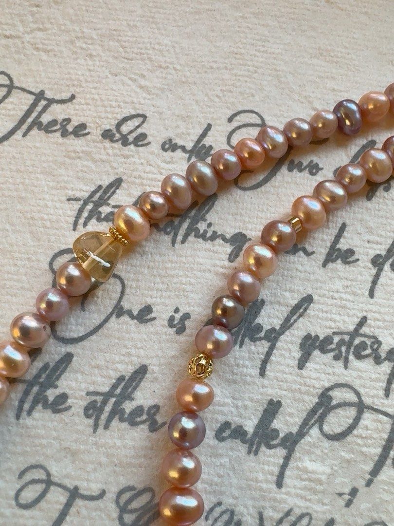 #PN255 Preppy Classic | Freshwater Pearl Necklace & Earrings Necklace |Lustrous Purple | White Quartz | Minimalist