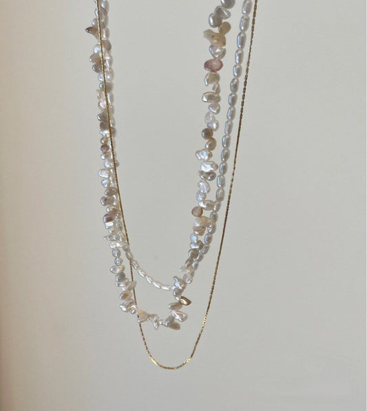 #PN242 Pearl Fantasy |Freshwater Pearl Necklace |Three Layered |Baby Petal Pearls|2 Pieces Set