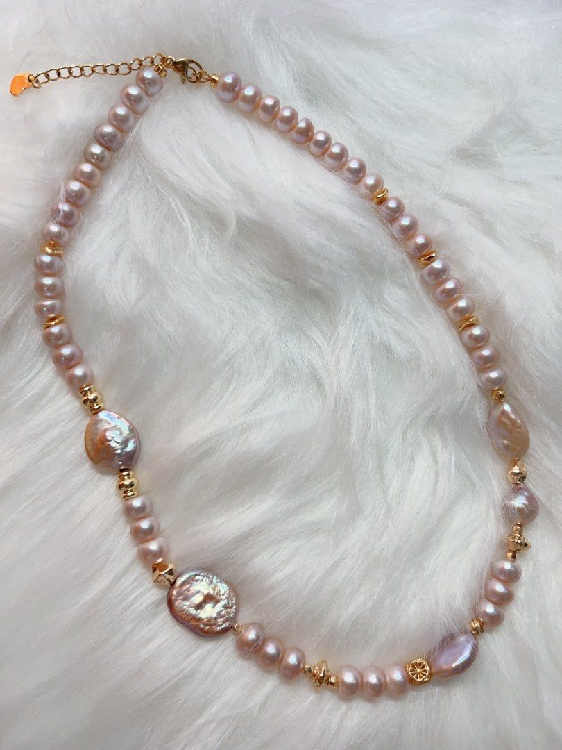 #PN288 Gorgeous Purple | Freshwater Pearl Necklace | Oval Shaped Pearl | Irregular Baroque | Bun Shaped Fatty Pearl | Good Lustre