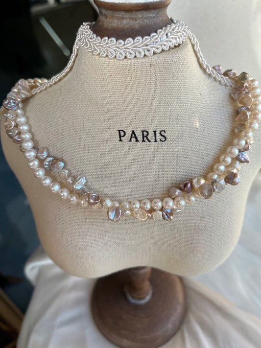 #PN257 Garden Scenery |Double Layered Freshwater Pearl Necklace Set|Multiple Wearing|Pearl Petals