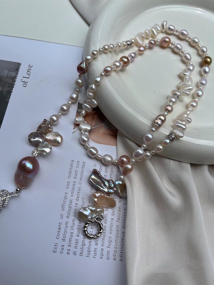 #PN44 Multi-wear Freshwater Baroque Pearl Necklace |85cm Long|Petal Pearl |Big Purple Baroque Pearl