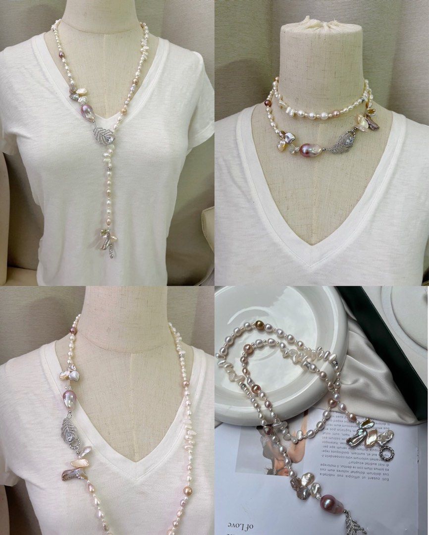 #PN44 Multi-wear Freshwater Baroque Pearl Necklace |85cm Long|Petal Pearl |Big Purple Baroque Pearl