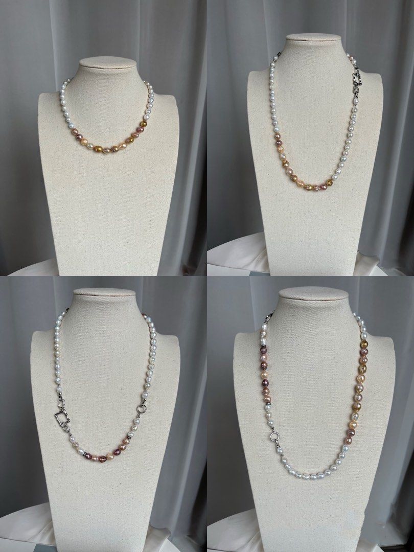 #PN259 Rainbow Bridge |Freshwater Pearl Necklace & Bracelet Set |Wrinkled Baroque Pearl |Lustrous|Big Pearls|Colorful