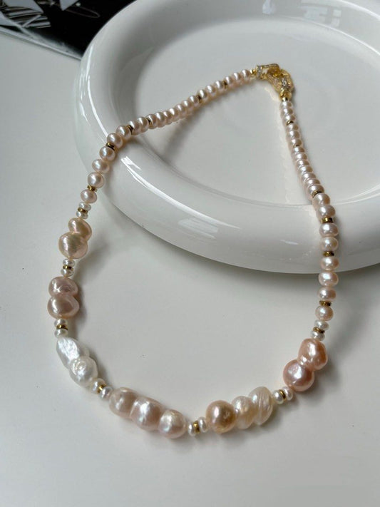 #PN71 Casual Gourd|Freshwater Pearl Necklace | Champagne Colour |Lustrous | Gourd Clasp