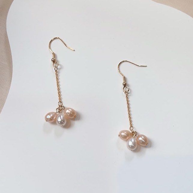 #PN102 Genuine Freshwater Pearl Necklace & Earring Set Rice Pearl Mixed Colour