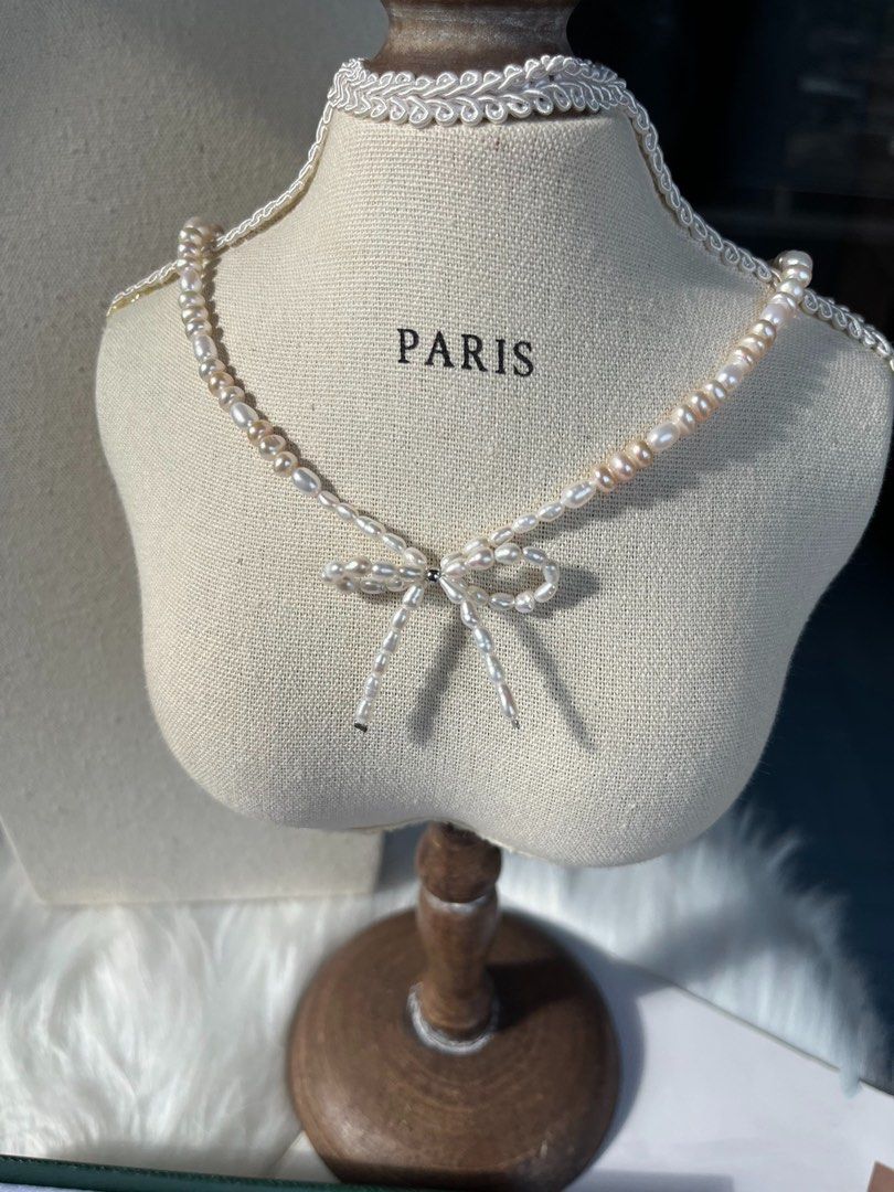 #PN86 Classic Bow|Freshwater Pearl Necklace |Bow Design |Lustrous|Baroque Pearl |Mixed Shapes