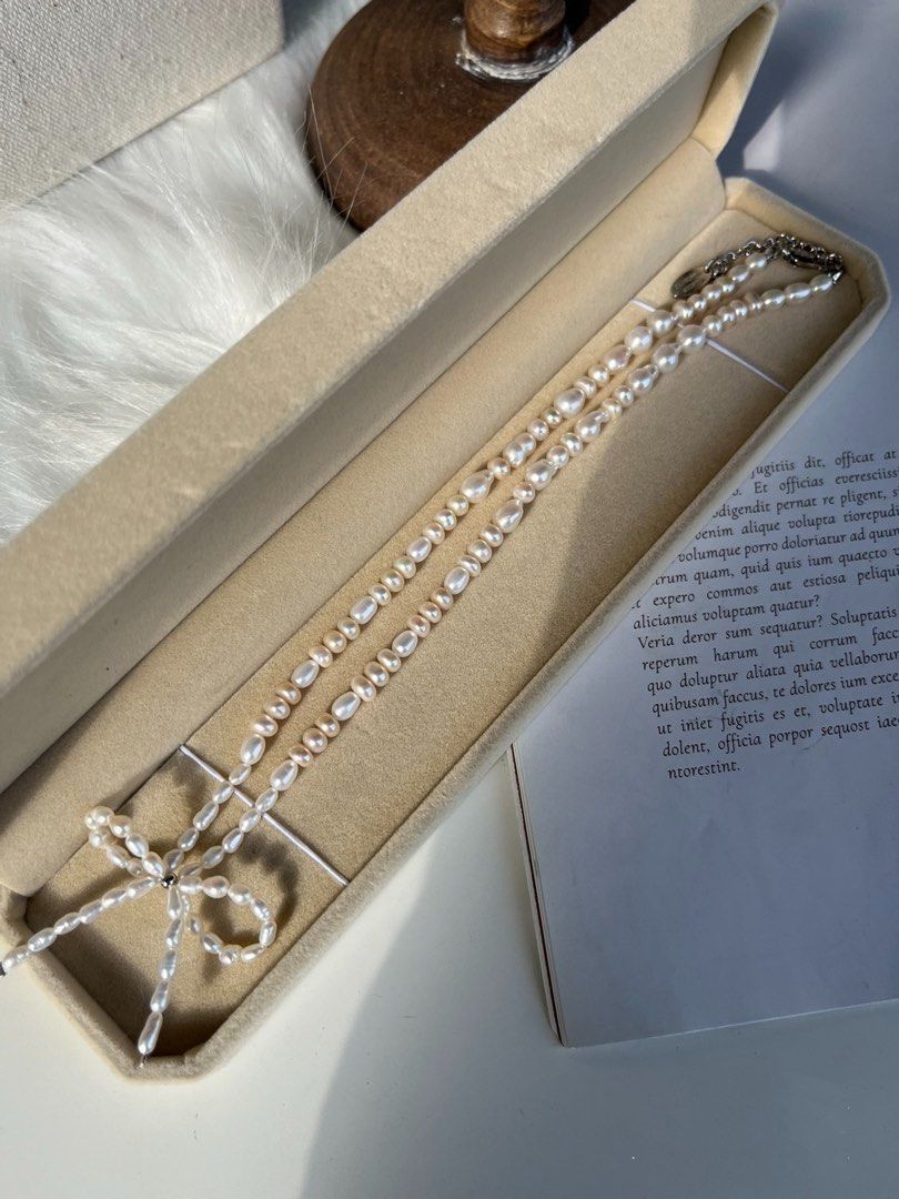 #PN86 Classic Bow|Freshwater Pearl Necklace |Bow Design |Lustrous|Baroque Pearl |Mixed Shapes