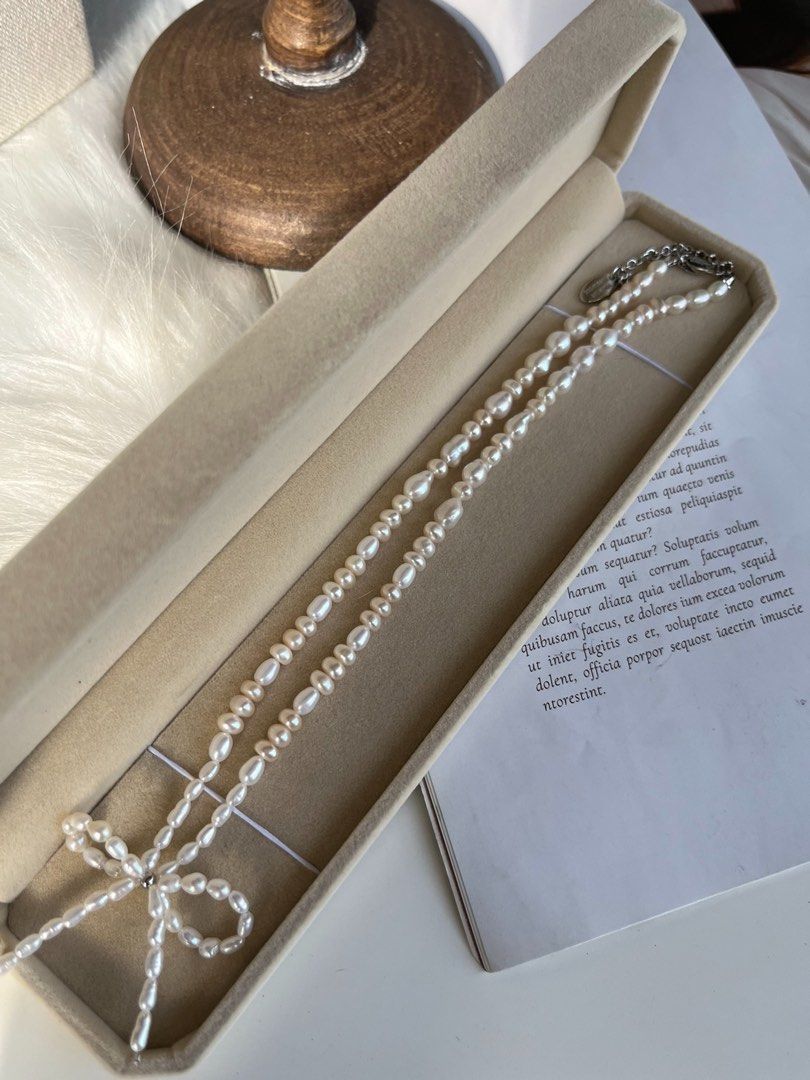 #PN86 Classic Bow|Freshwater Pearl Necklace |Bow Design |Lustrous|Baroque Pearl |Mixed Shapes